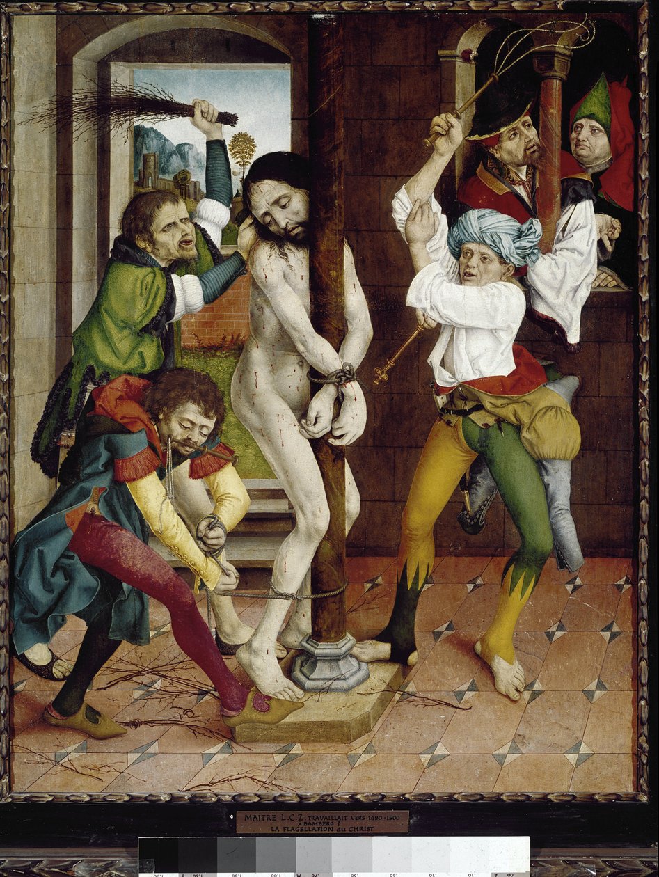 Kristi flagellation eller gissling vid pelaren. (olja på trä av Master of the Strache Altar