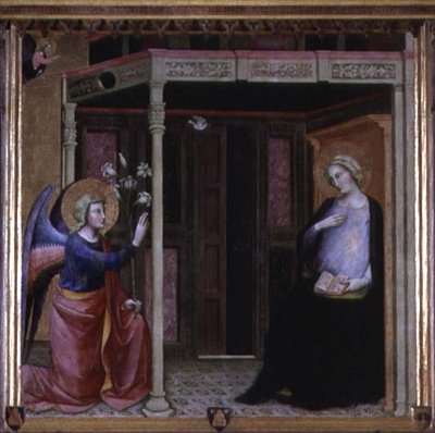 Bebådelsen (tempera på panelen) av Master of the Straus Madonna