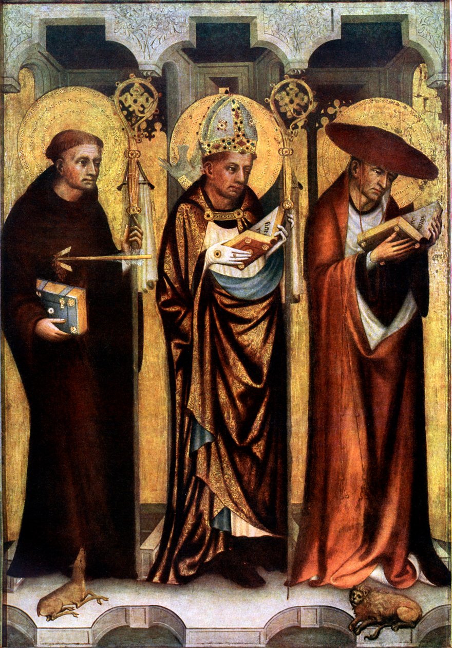 St Giles, St Gregory och St Jerome, c1380 1955. av Master of the Trebon Altarpiece