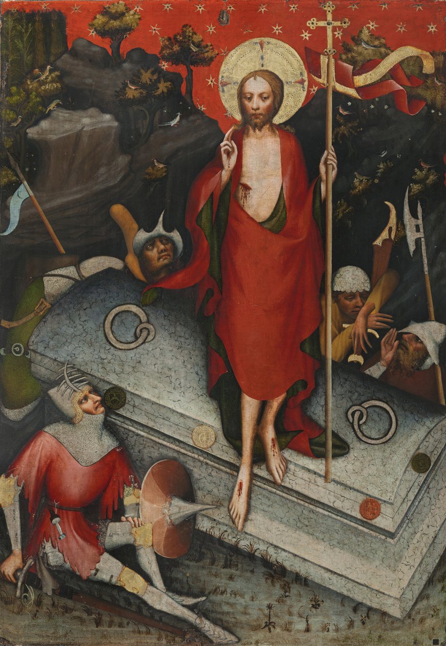 Återupplivandet. Från Trebon-altartavlan - Mästare av Wittingau (Mästare på Trebon-altartavlan) (aktiv ca 1380-1390). Tempera på panel, ca 1380. Mått : 132x92 cm. Nationalgalleriet, Prag av Master of the Trebon Altarpiece