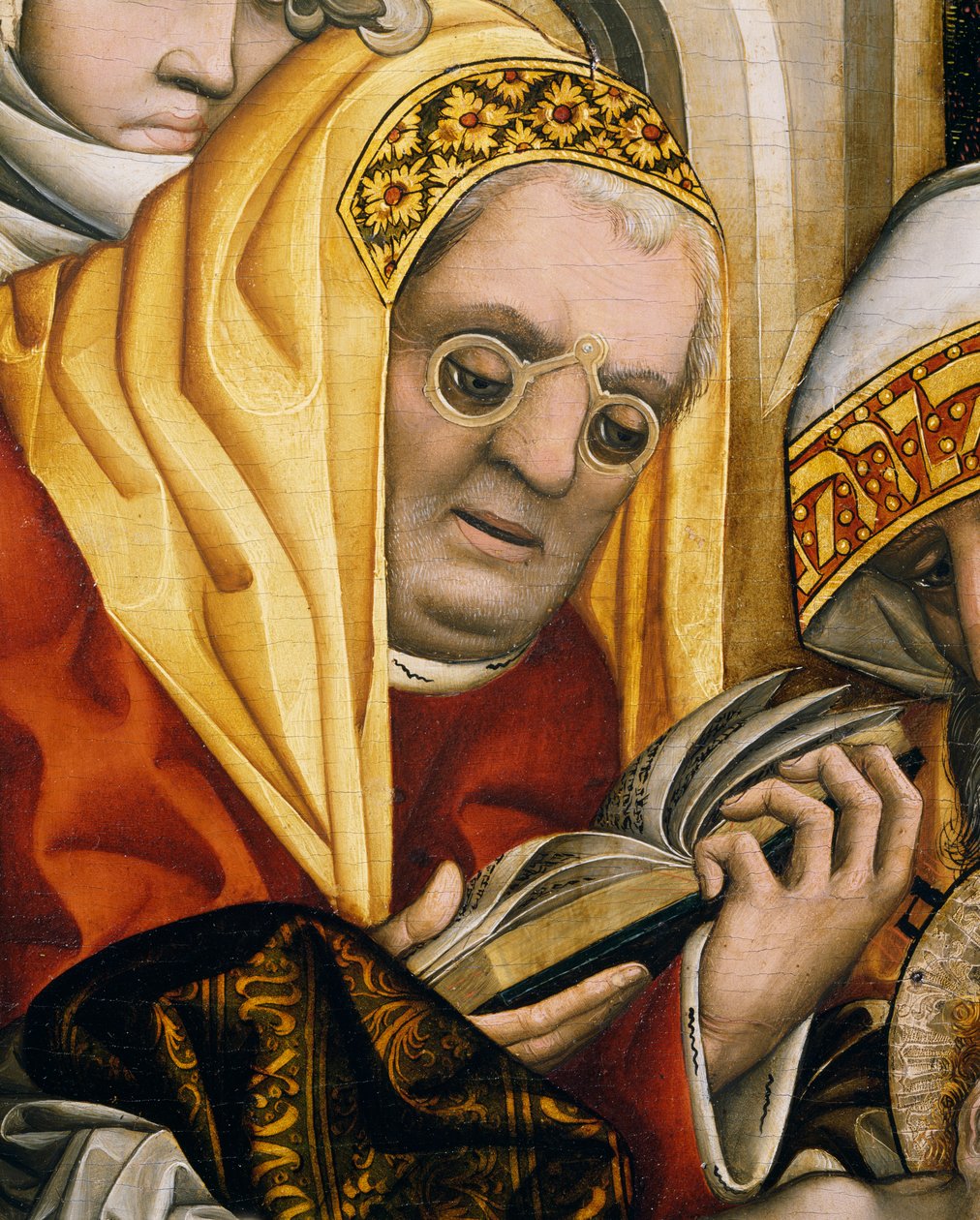 Präst med glasögon, detalj från Kristi omskärelse av Master of the Tucher Altarpiece