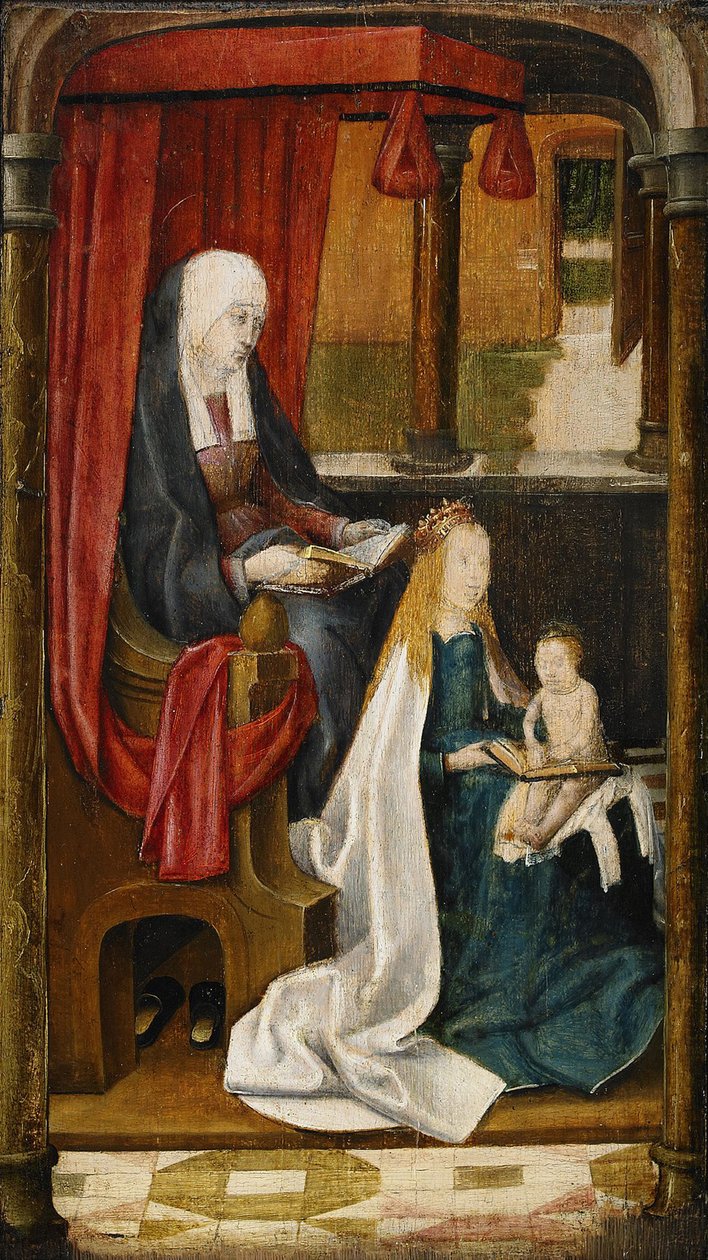 Madonna som undervisar spädbarnet i Kristusläsning, 1480 av Master of the View of St. Gudule