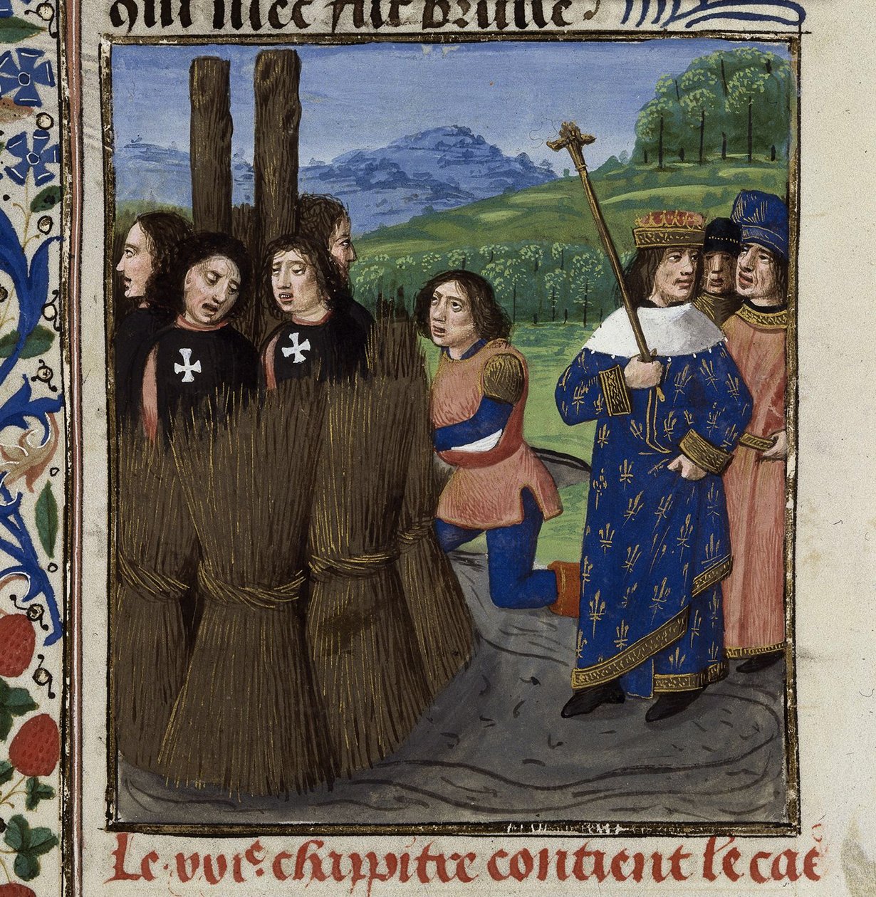 Tempelherrarnas bränning Från: De casibus virorum illustrium av Giovanni Boccaccio av Master of the White inscriptions