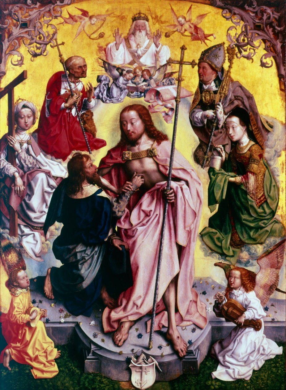 Tvivlar på att Thomas lägger sin hand i Kristi sår, c1499 av Master of the altarpiece of St