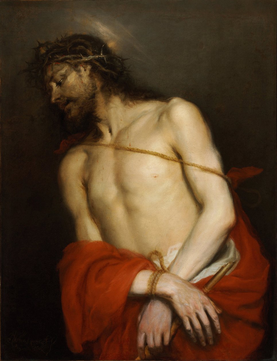 Kristus med vassen, även känd som Ecce Homo - Ecce Homo - Cerezo, Mateo, den yngre (1637-1666) - ca 1665 - Olja på duk - 98x75 - Szepmuveszeti Muzeum, Budapest av Mateo Cerezo
