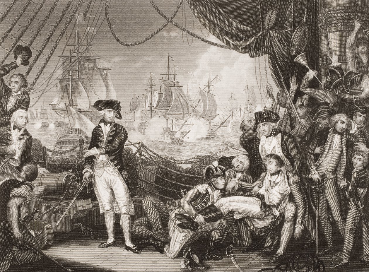 Scen på Drottning Charlottes däck, 1 juni 1794, illustration från 