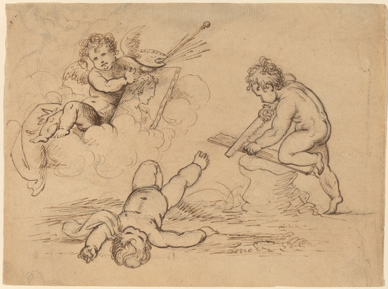 Allegori: Fyra Putti av Mather Brown
