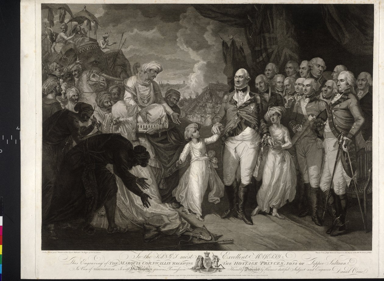 Maquris Cornwallis med de två indiska prinsarna av Mather Brown