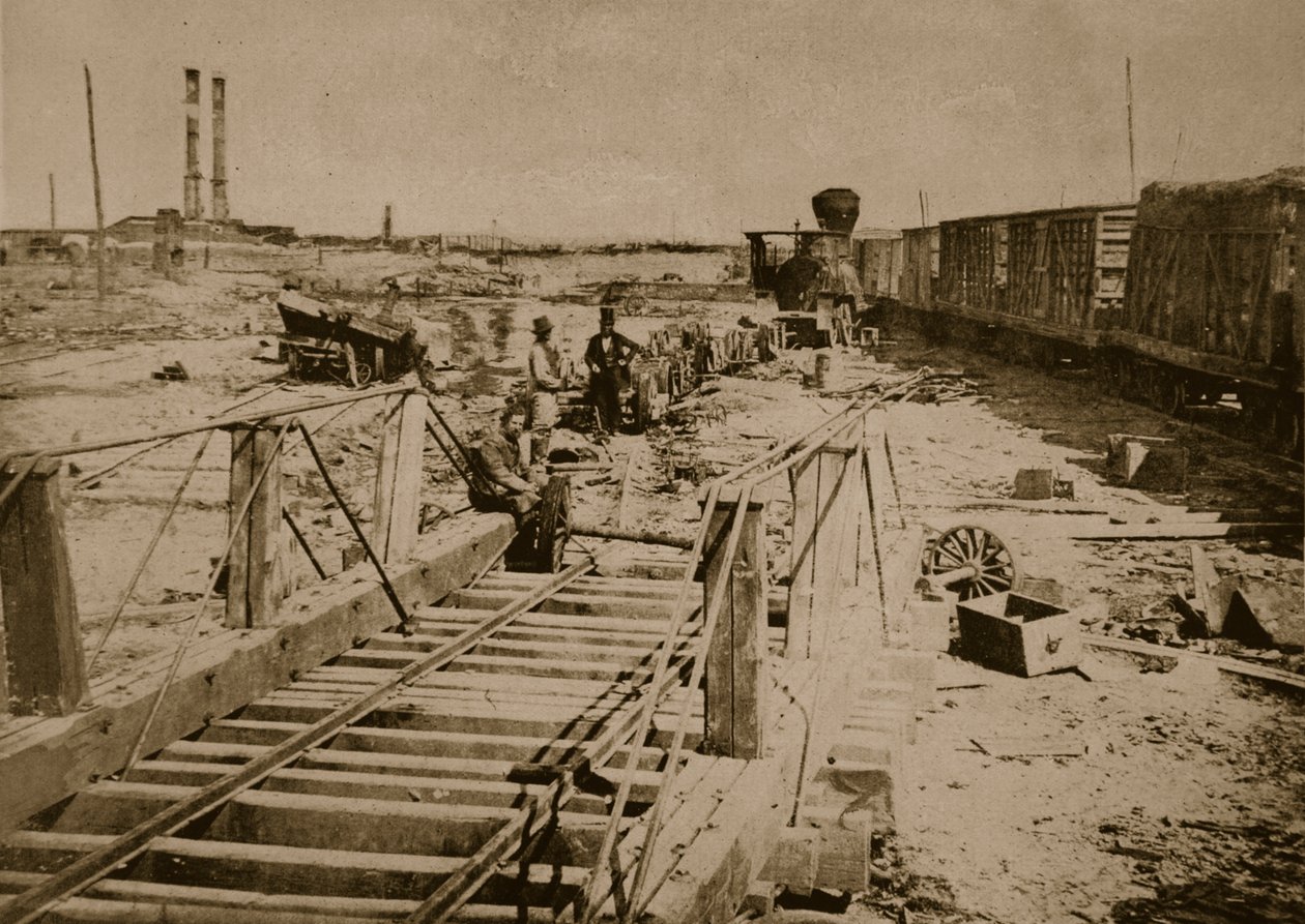 Förstörelse av järnvägsvägen i Manassas, 1861-62 av Mathew B. Brady