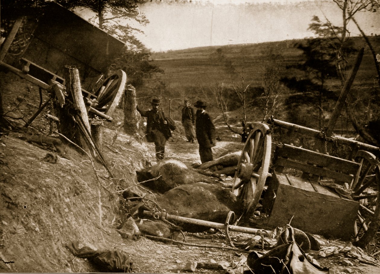 Effekten av explosionen av en 32-punds granat från Massachusetts artilleri, 1861-65 av Mathew B. Brady