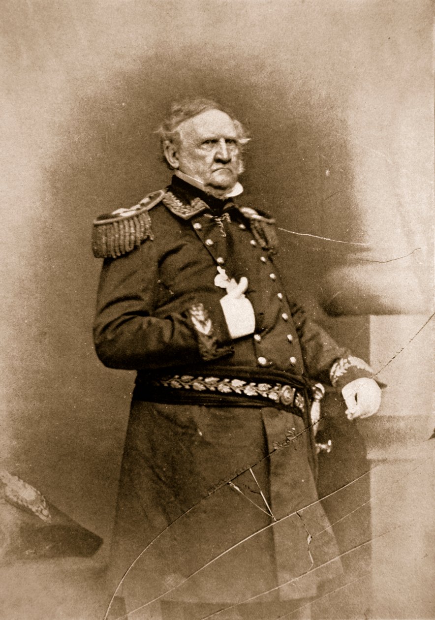 Porträtt av general Winfield Scott, 1861-65 (sepiafoto) av Mathew B. Brady