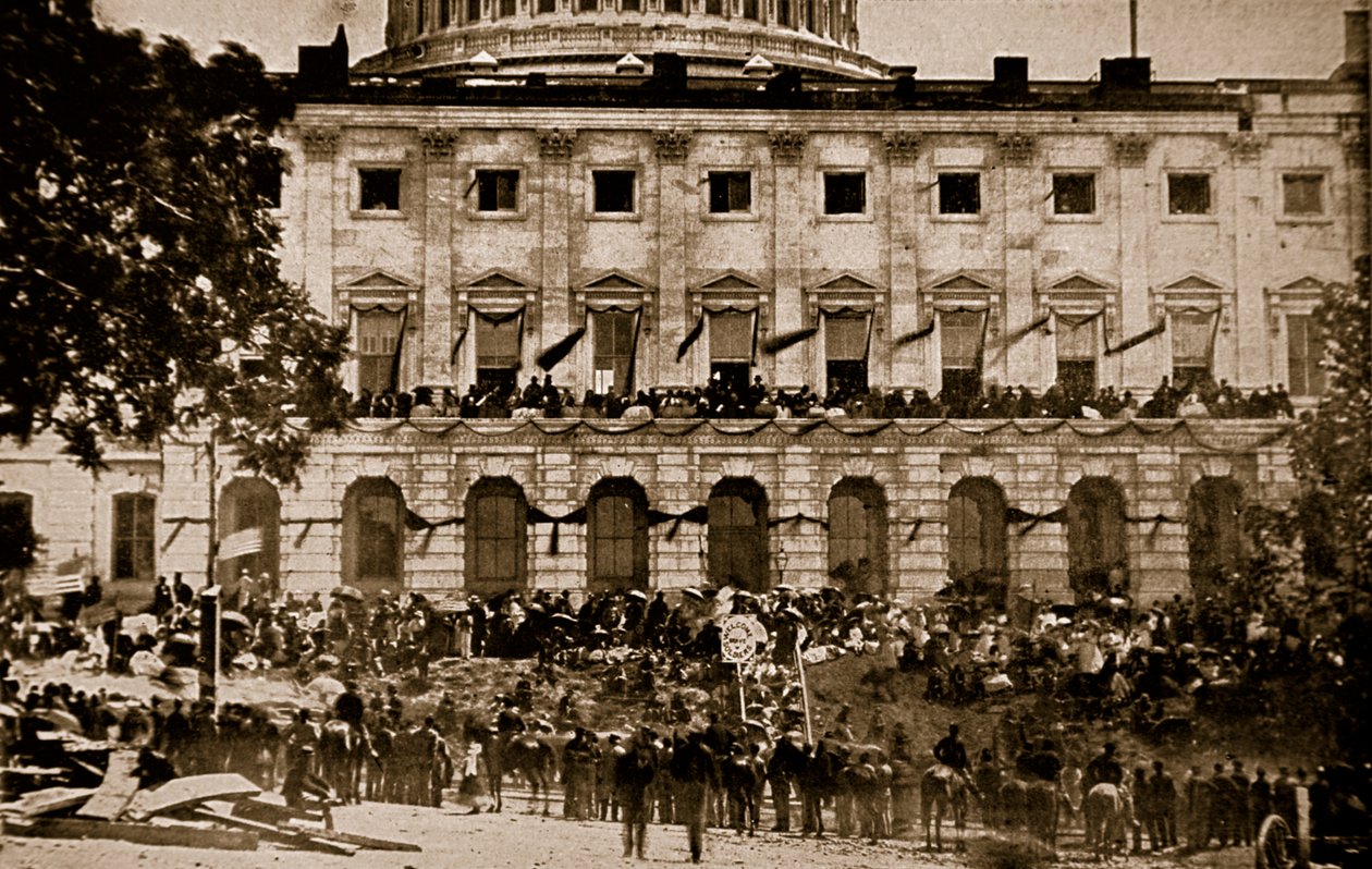 Titta på truppernas återkomst från Capitol i Washington, 1861-65 av Mathew B. Brady