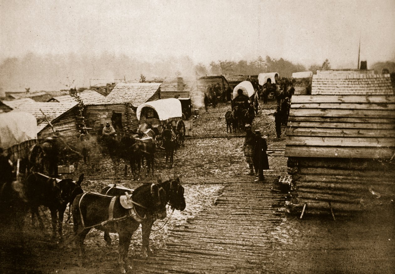 Winter Quarters och Corduroy Road, 1861-65 av Mathew B. Brady
