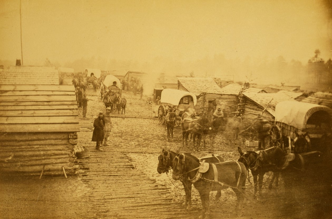 Unionsstyrkornas läger i Centreville, Virginia, vintern 1861 och 1862 (sepiafoto) av Mathew B. Brady