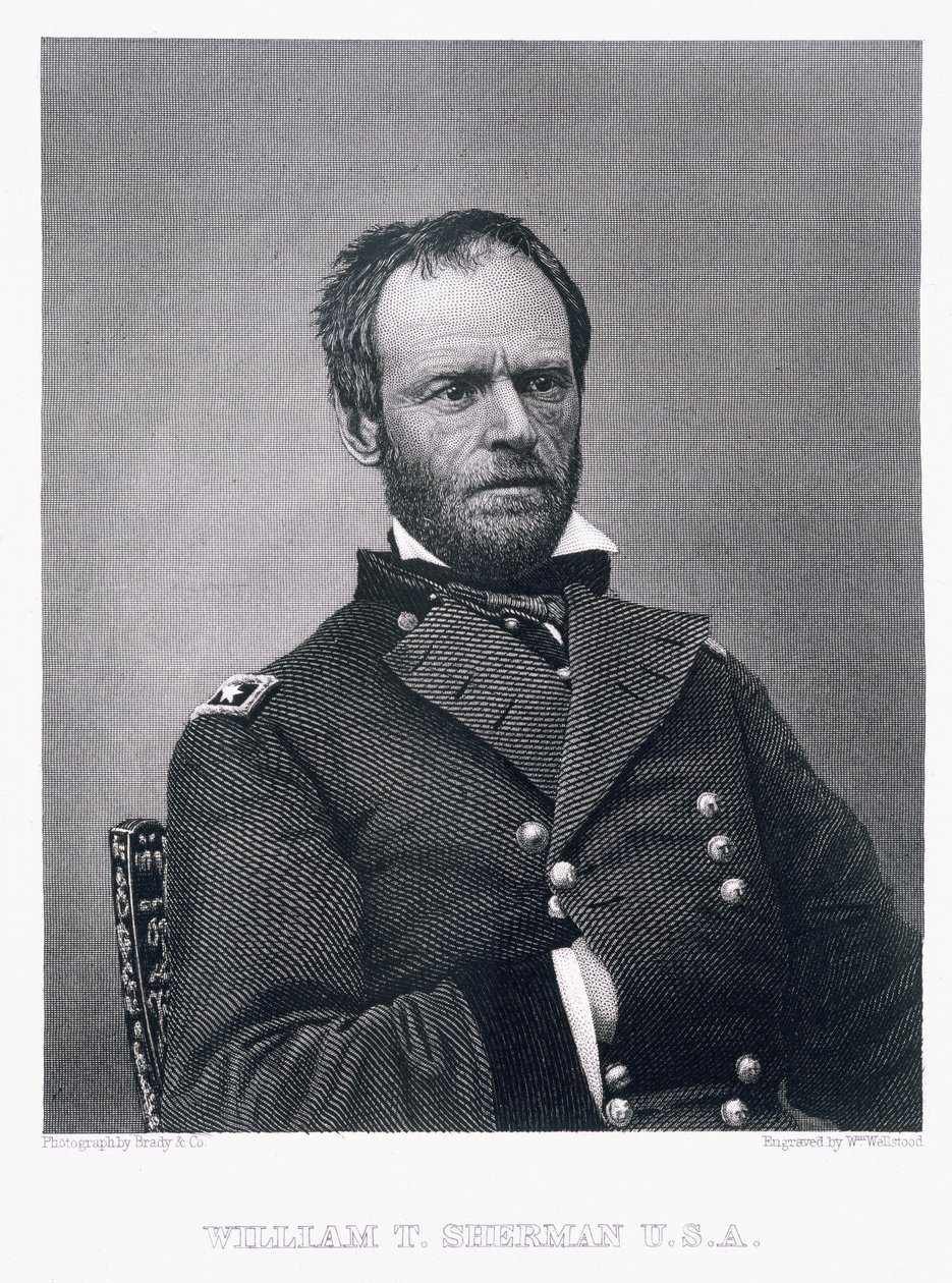 General William Tecumseh Sherman, graverad efter ett fotografi av William Wellstood (1819-1900) av Mathew B. Brady