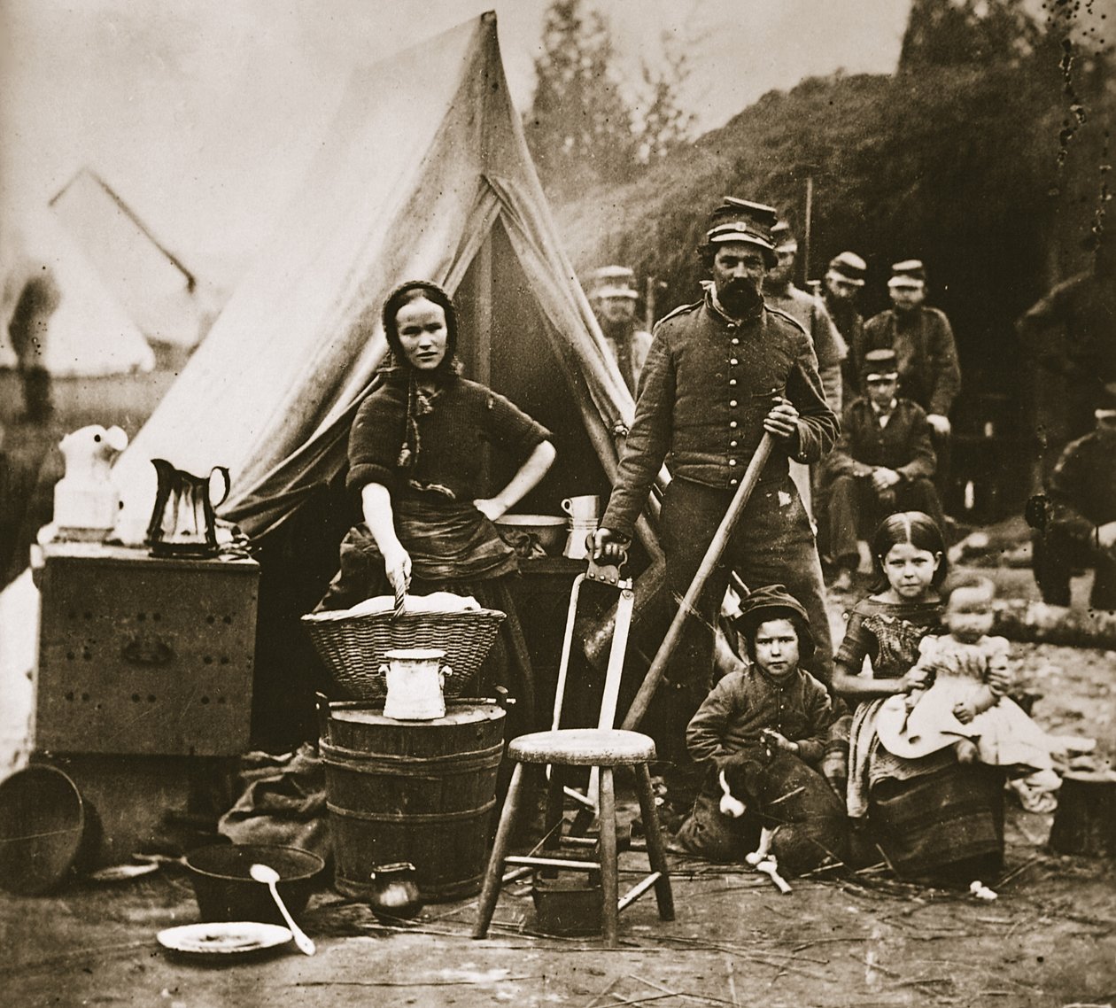 Lägret för 31:a Pennsylvania-infanteriet nära Fort Slocum, 1862 (fotogravyr) av Mathew B. Brady