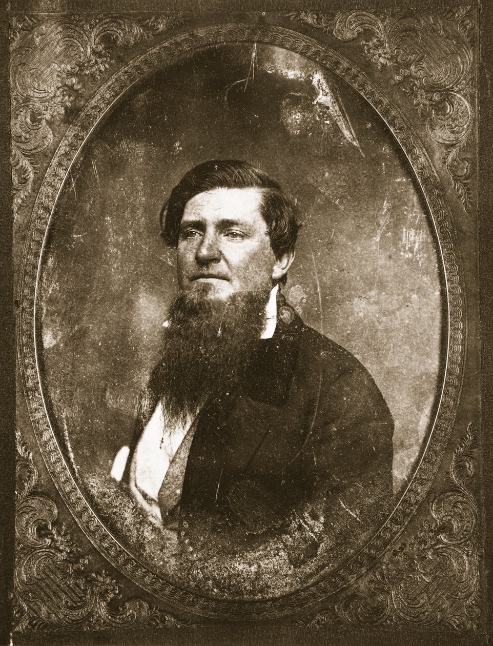 Oidentifierad skäggig man (fotogravyr) av Mathew B. Brady