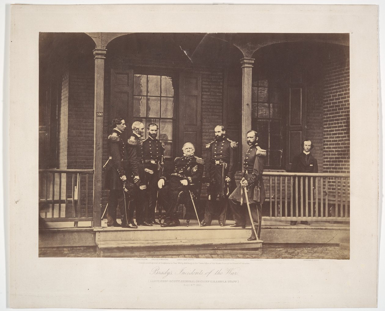 Generallöjtnant Scott, överbefälhavare för den amerikanska armén, samt stab av Mathew B. Brady
