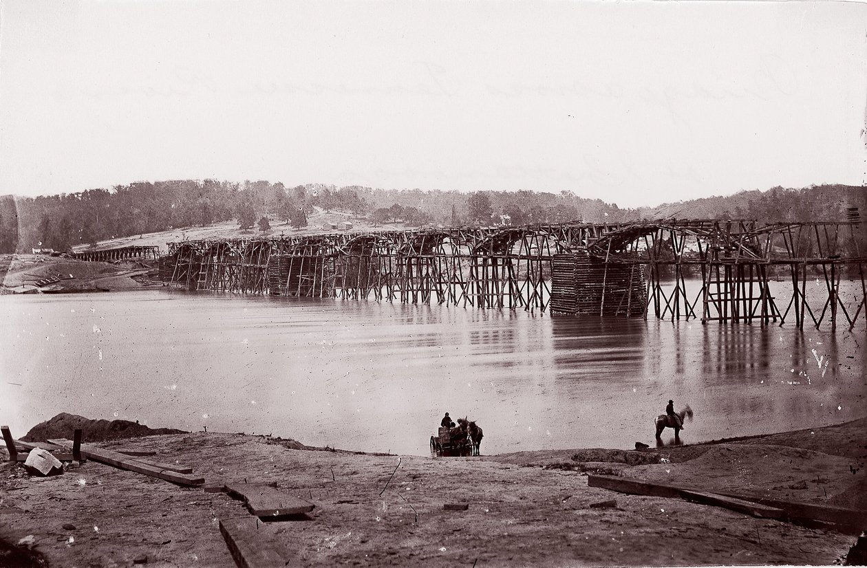 Bro över Tennessee River vid Chattanooga, ca. 1864. av Mathew Brady