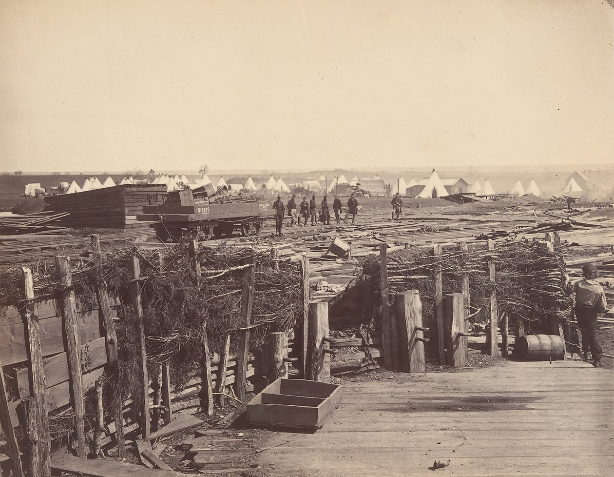 Fortifications, Manassas, ockuperat av 13:e mässan, 1862. av Mathew Brady