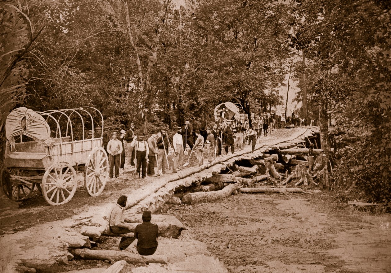 Grape Vine Bridge byggd av amerikanska ingenjörer, 1861-65 av Mathew B. Brady