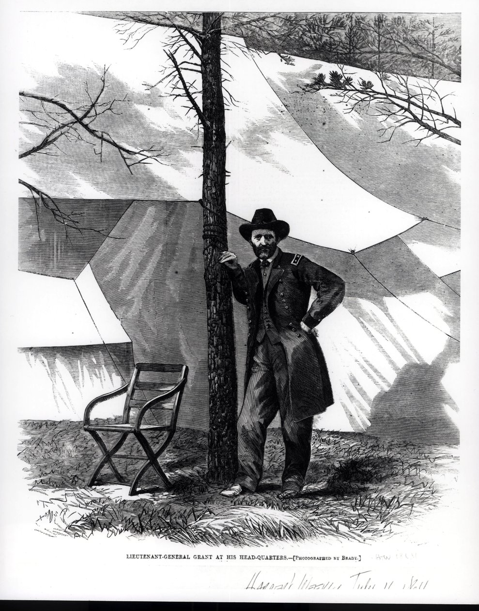 Generallöjtnant Ulysses S. Grant, vid hans högkvarter, illustration från 