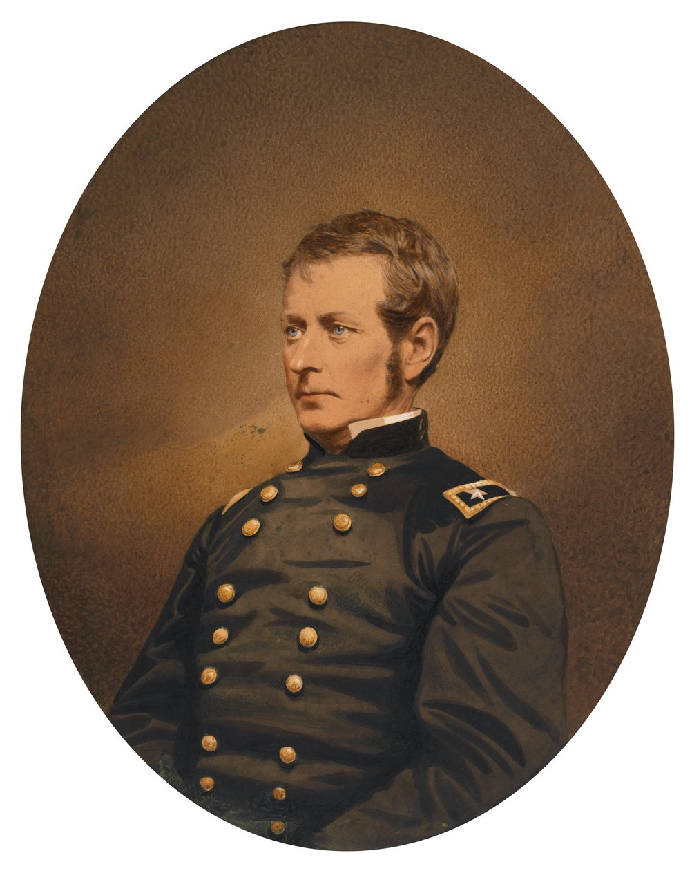 Generalmajor Joseph Hooker, ca 1863 (saltat papperstryck med applicerad färg) av Mathew B. Brady