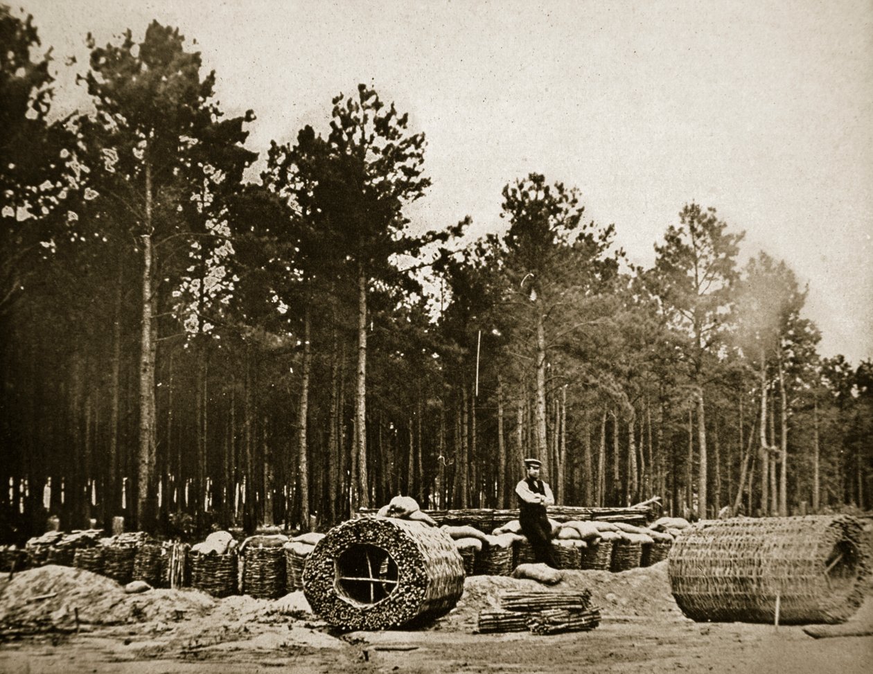 Att göra gabioner framför Petersburg, 1861-65 av Mathew B. Brady