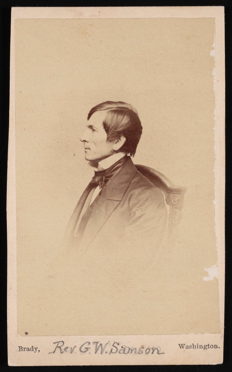 Porträtt av pastor George Whitefield Samson 1819-1896, före 1896. av Mathew Brady