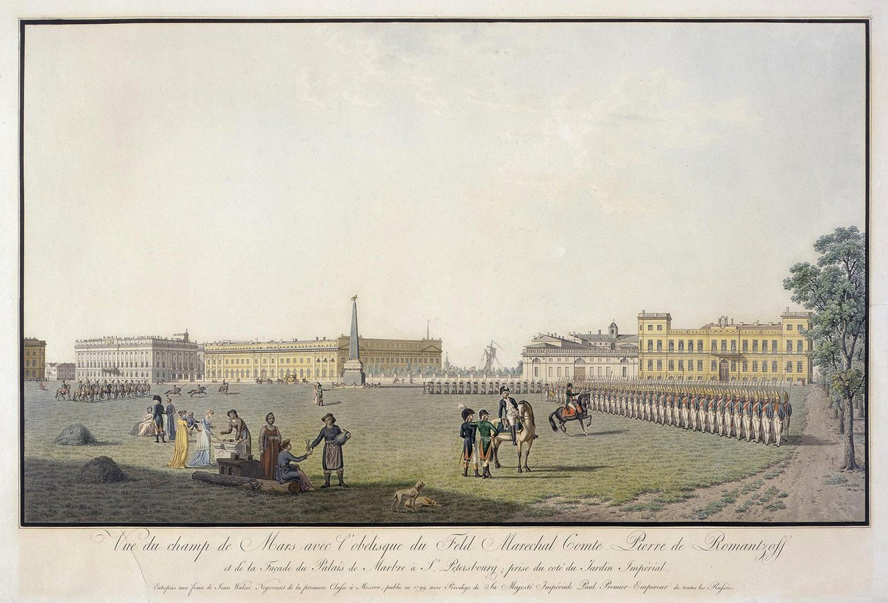 Utsikt över Marsfältet och Marmorpalatset i Sankt Petersburg, 1804 av Mathias Gabriel Lory