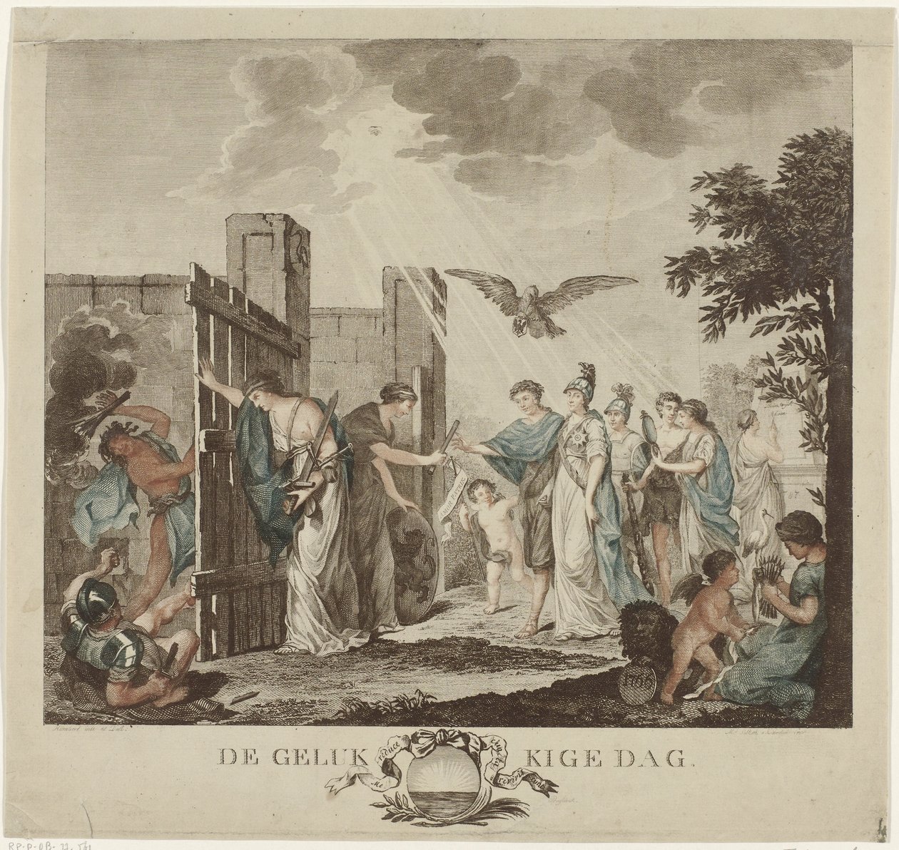 Allegori om stadhållaren William Vs återhämtning, 1787 The Happy Day (titel på objekt) av Mathias de Sallieth
