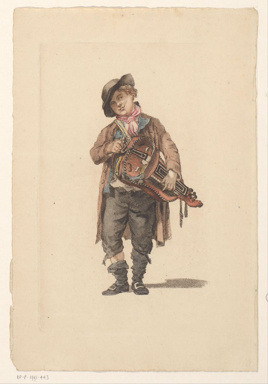 gurdy-spelare av Mathias de Sallieth
