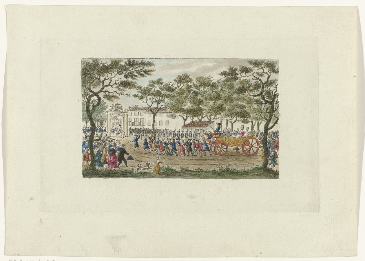 Omkörning av prinsessan av Orange och barnen, 1787 av Mathias de Sallieth