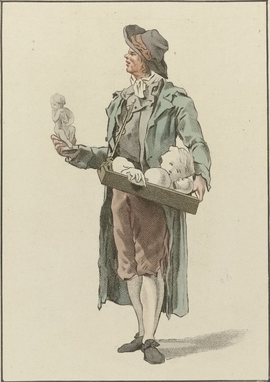 Gatuförsäljare med gipsfigurer av Mathias de Sallieth
