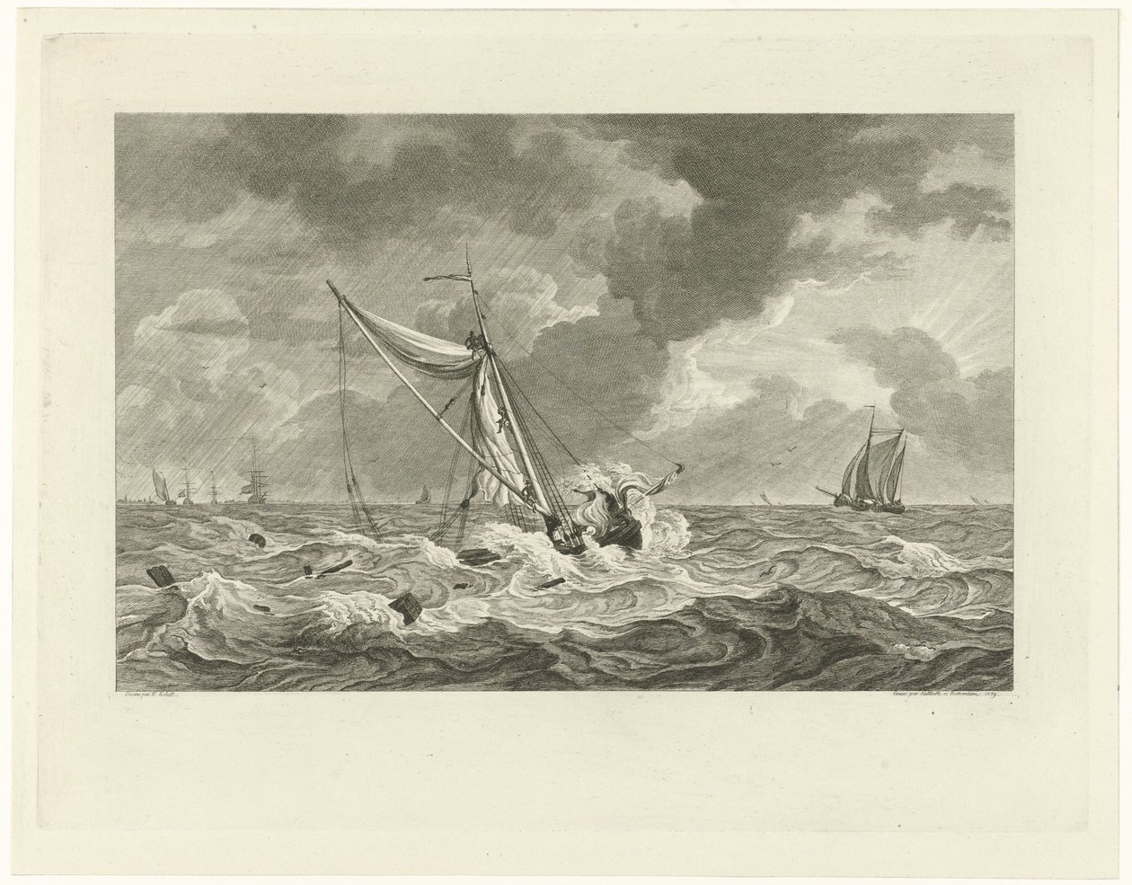 Stränder vid skepparen Klaas Ringels kaj nära Texel, 1778 av Mathias de Sallieth