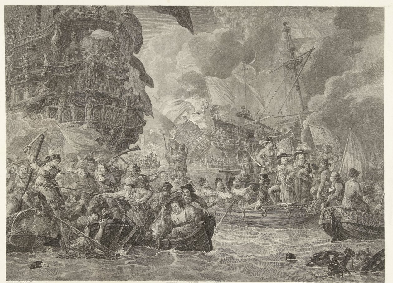 Den holländska razzian på Medway och fångsten av den kungliga Charles, 1667 av Mathias de Sallieth