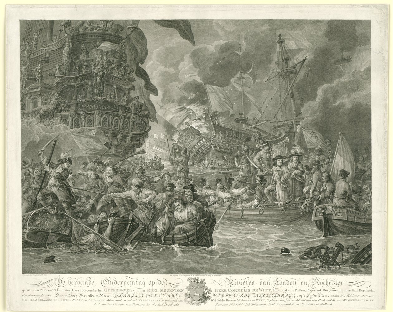 Den holländska razzian på Medway och fångsten av den kungliga Charles, 1667 av Mathias de Sallieth