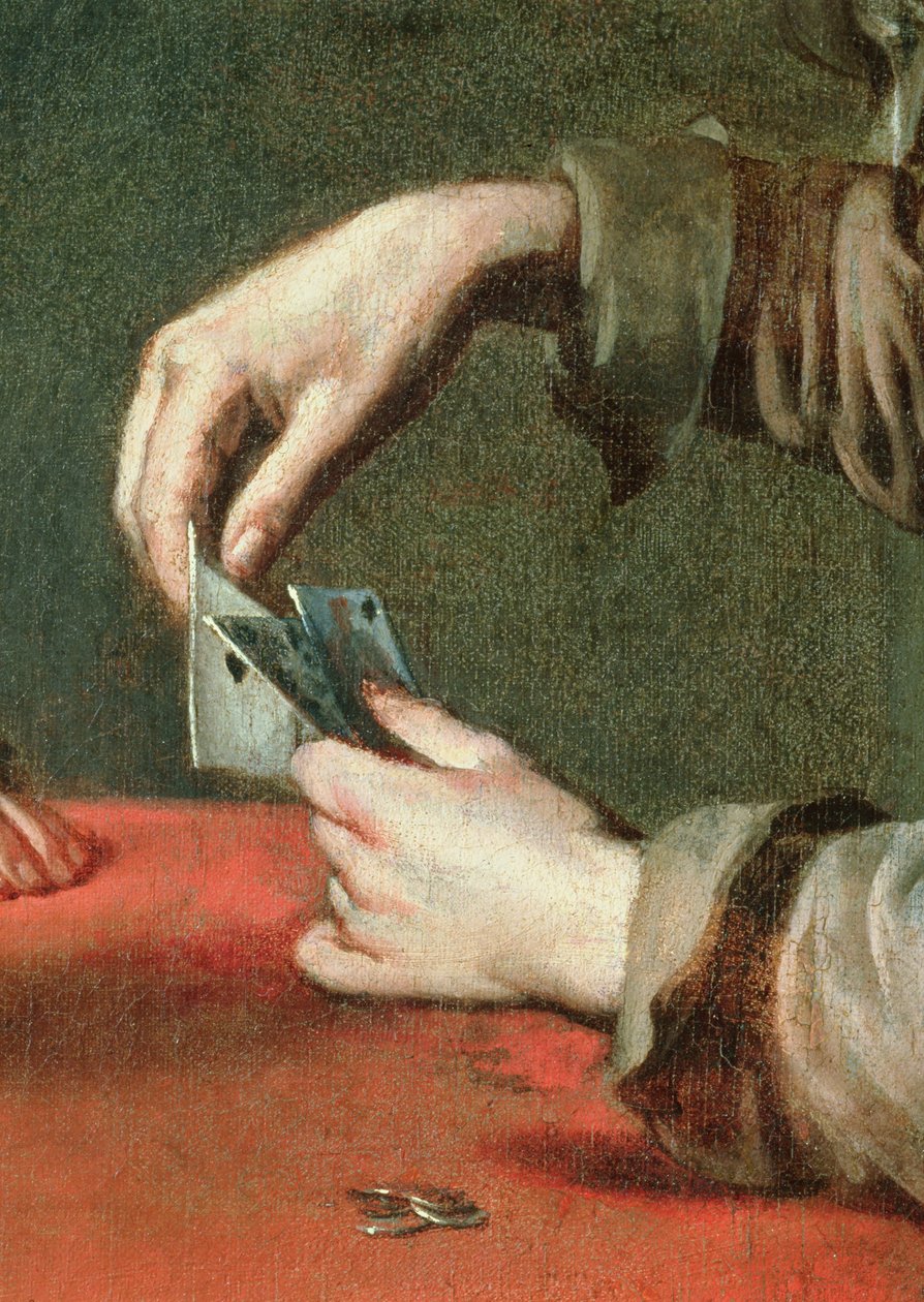 Cheaters olja på duk detalj från 192295 av Mathieu Le Nain