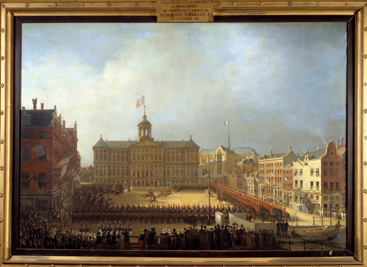 Napoleon I:s (1769-1821) ankomst till Place Royale i Amsterdam 15/10/1811 Målning av Mathieu Ignace Van Bree (1773-1839) 1811 Boissy Saint Leger. Grosbois slott av Mathieu Ignace van Bree