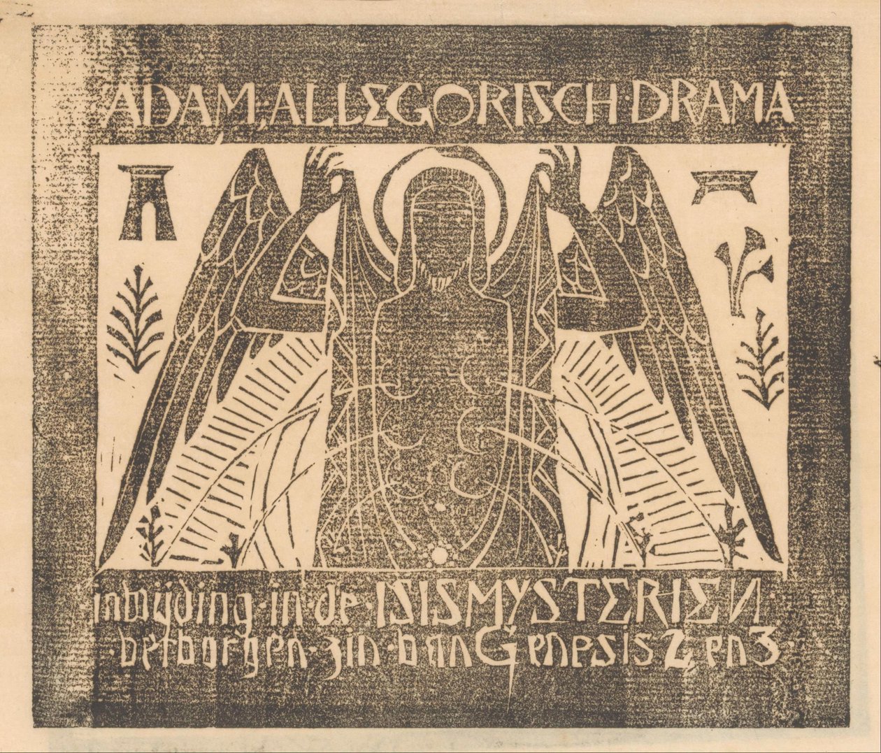 Bevingad figur med sex bröst Adam, allegoriskt drama (titel på objekt) av Mathieu Lauweriks (attributed to)