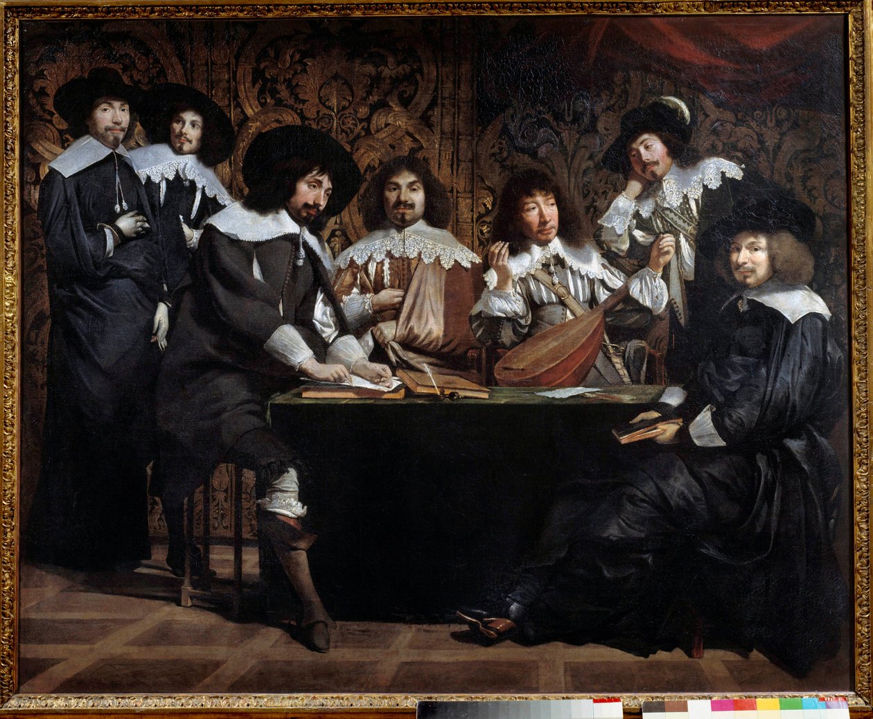 Amatörmöten eller akademiåterförening av konstnärer och intellektuella. Målning av Mathieu Le Nain (Lenain) (1607-1677) 1600-talet sön. 1,16x1,46 m Paris musee du Louvren av Mathieu Le Nain