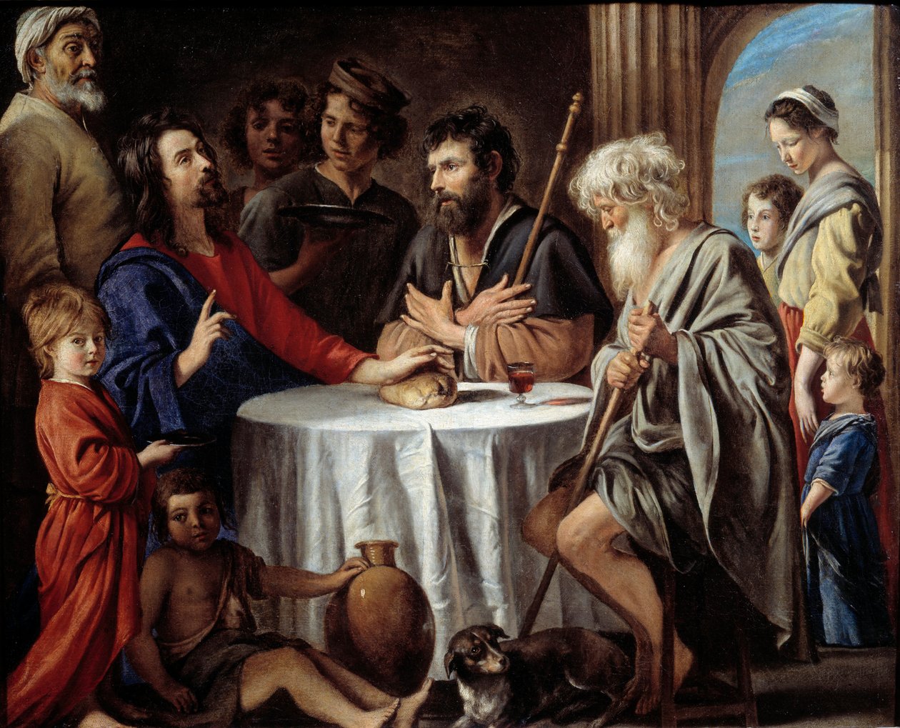 Emmaus pilgrimer. Målning av Mathieu Le Nain (Lenain) (1607-1677) av Mathieu Le Nain