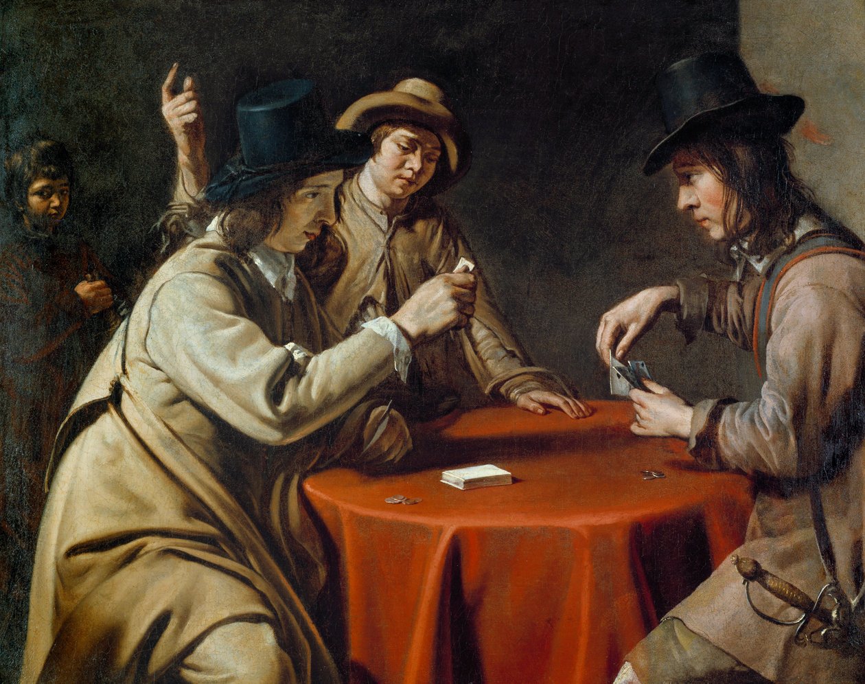 Les cheaters återförenade Målning av Mathieu Le Nain (Lenain) (1607-1677) 1600-talet av Mathieu Le Nain