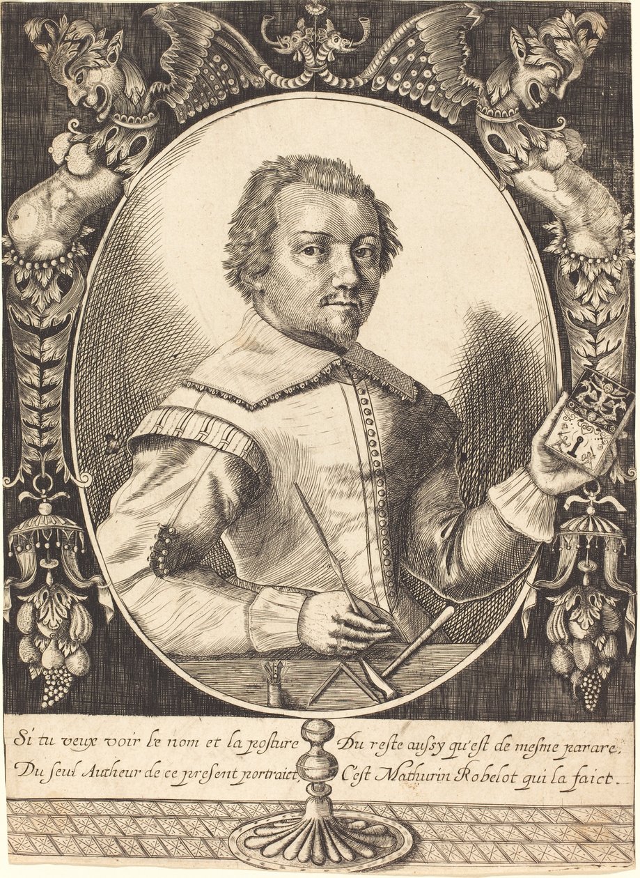 Självporträtt, ca 1630 (gravyr på lagt papper) av Mathurin Robelot