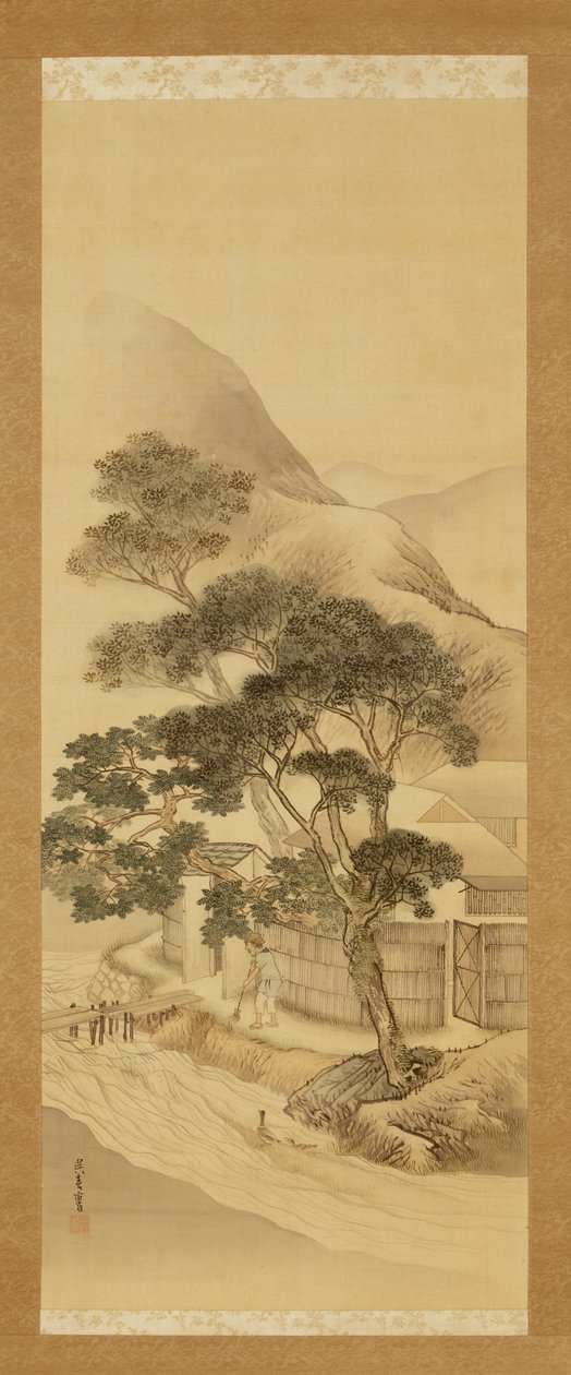 Bondgård och bäck av Matsumura Goshun