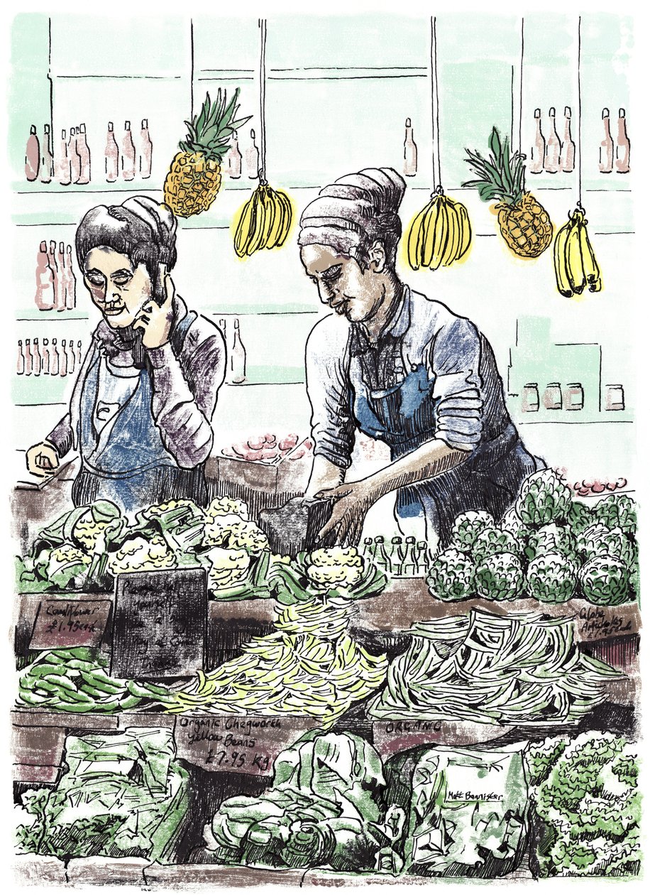 Borough Veg 2, 2013 (tusch på papper) av Matt Bannister