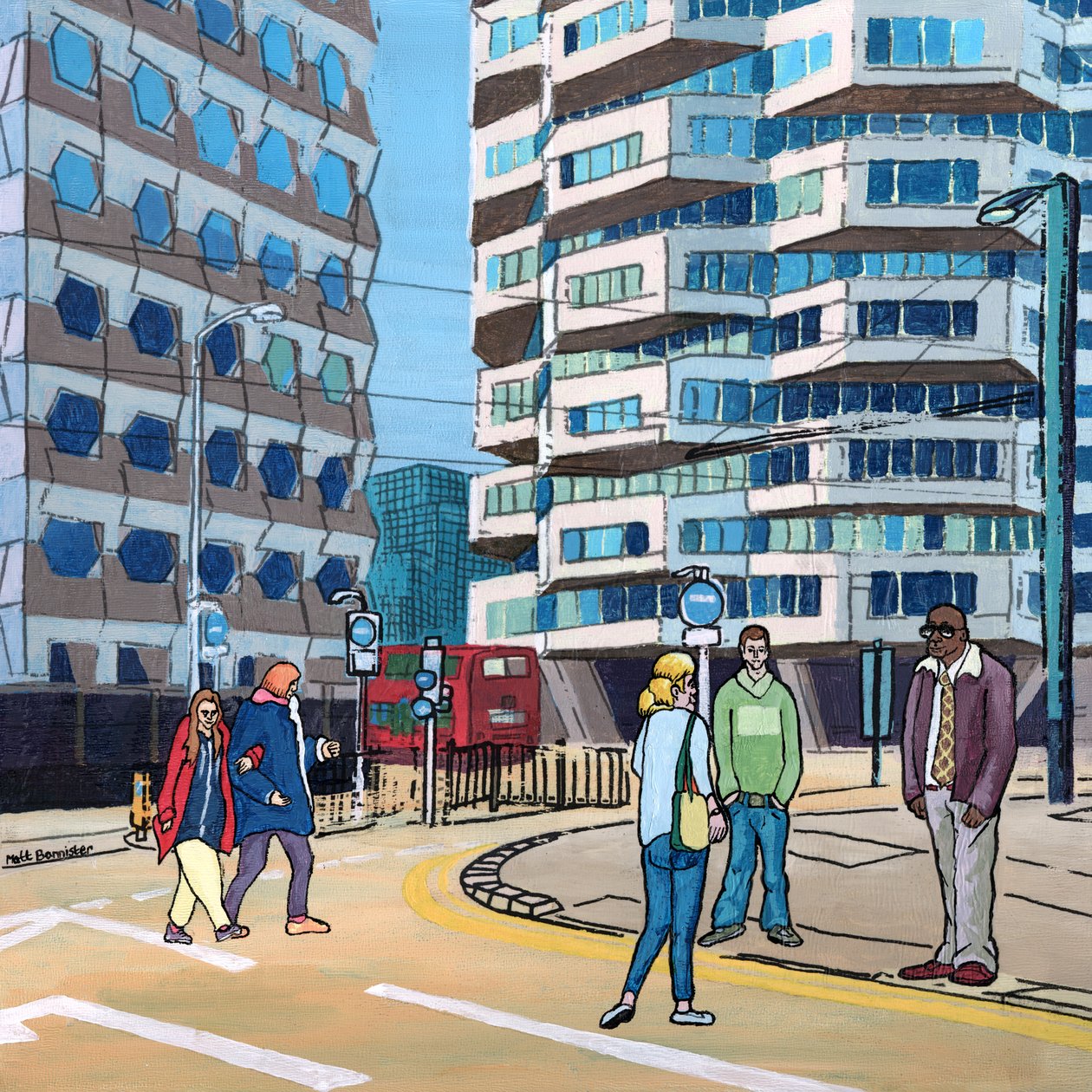 East Croydon, 2016 (blandteknik på panel) av Matt Bannister