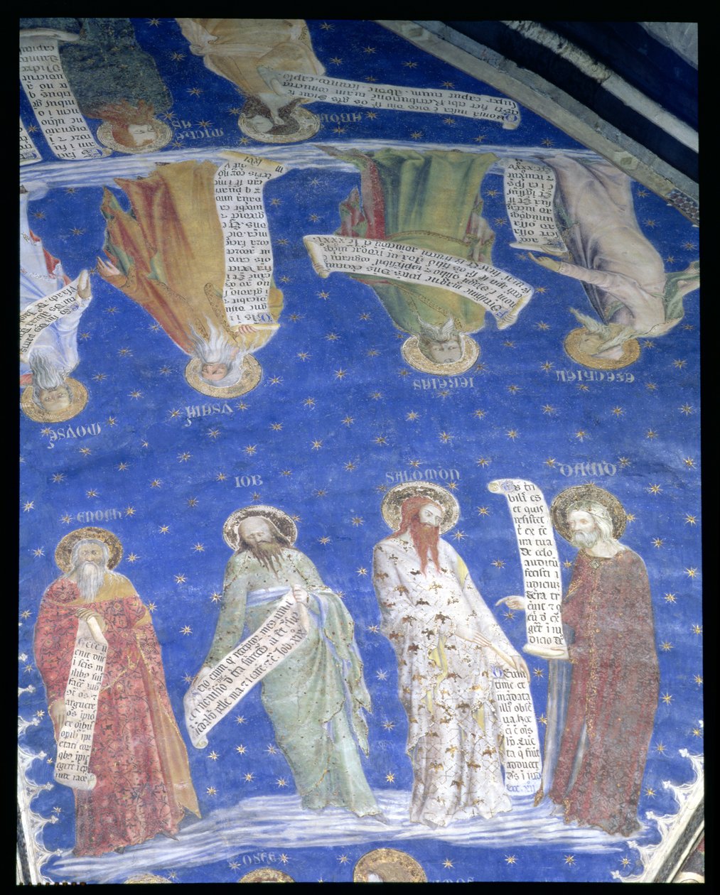Profeterna Job, Jesaja, Jeremia, Salomo, Mose, Hesekiel, David och Enok från La Salle de la Grande Audience (Publikens kammare) ca 1353 av Matteo Giovanetti