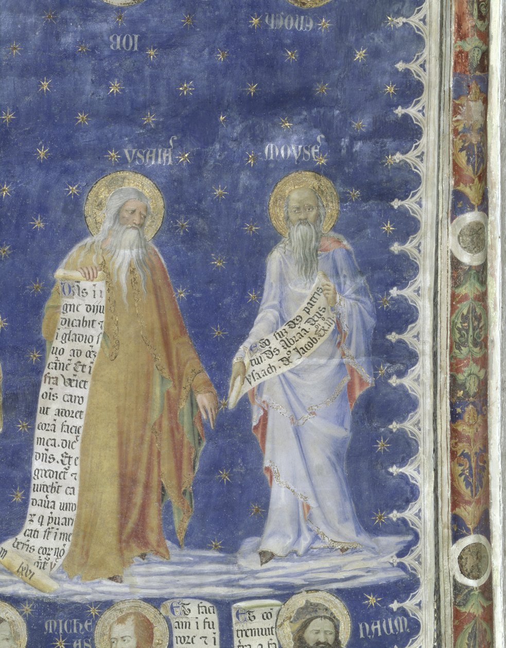 Profeternas fresk i Salle de la Grande Audience (publikens kammare), detalj föreställande profeterna Moses och Jesaja, ca 1344-5 av Matteo Giovanetti