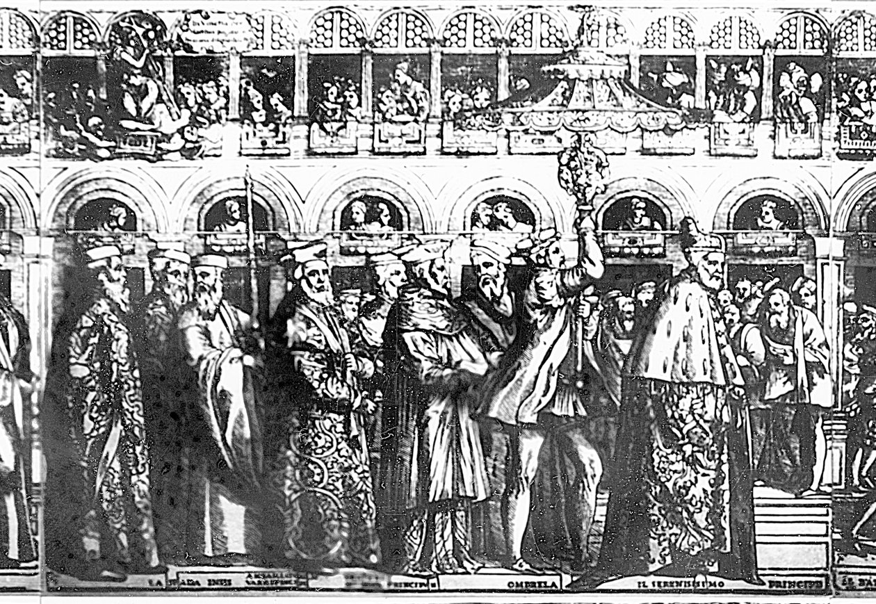 Dogal procession, c.1555-60 träsnittsdetalj från 188401 av Matteo Pagani
